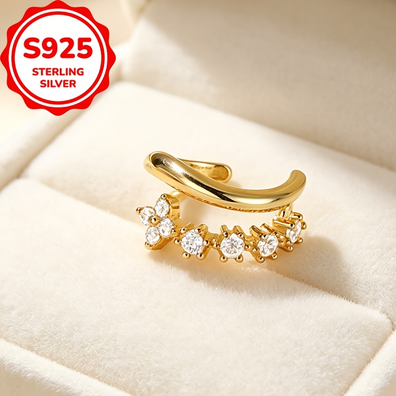 Women's Elegant Four-Leaf Flower Clip-On Earrings, S925